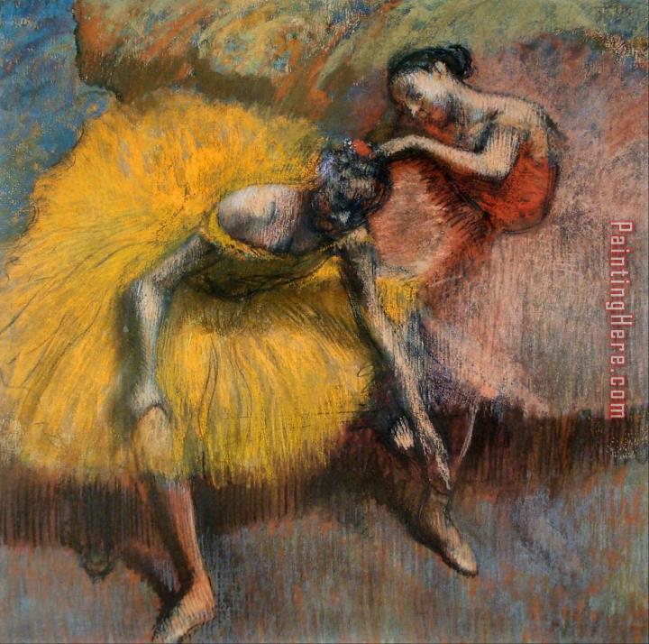 Edgar Degas Deux Danseuses Jaunes Et Roses
